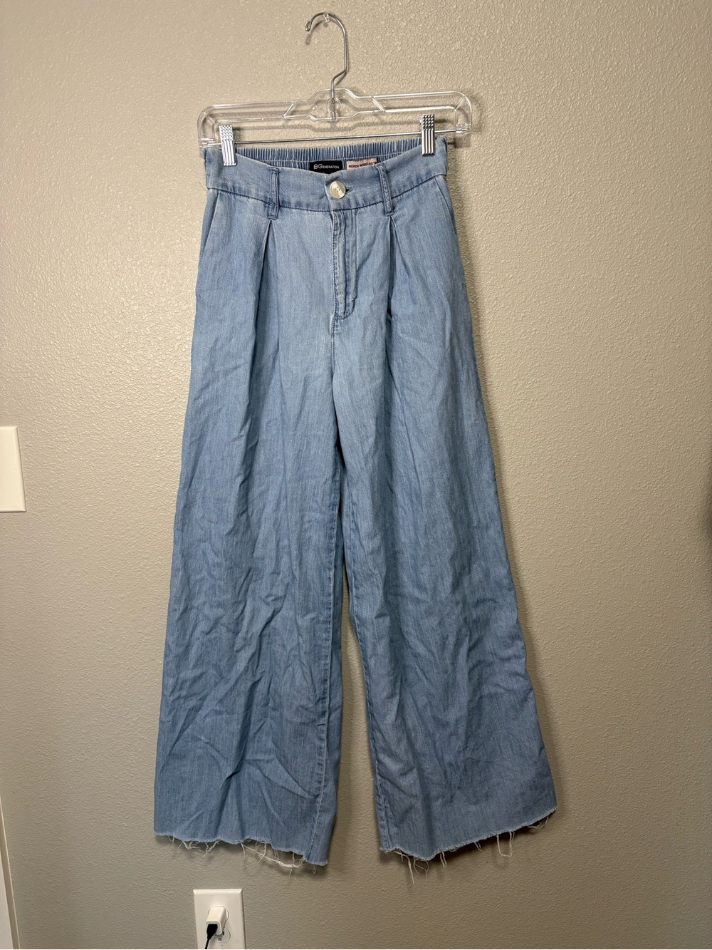 BCBGeneration High Rise Chambray Wide Leg Pleated Trousers XS